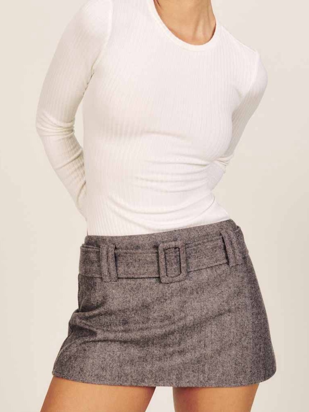 Reformation Carla Low Waist Wool Micro Mini Skirt